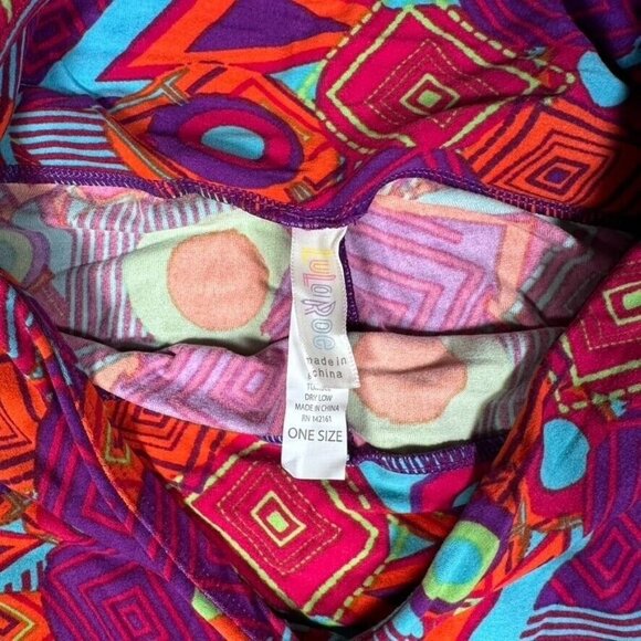 LuLaRoe 80s 90s Y2K Raver Clubkid Geo Pink Purple Shapes Leggings One Size OS - Picture 3 of 6